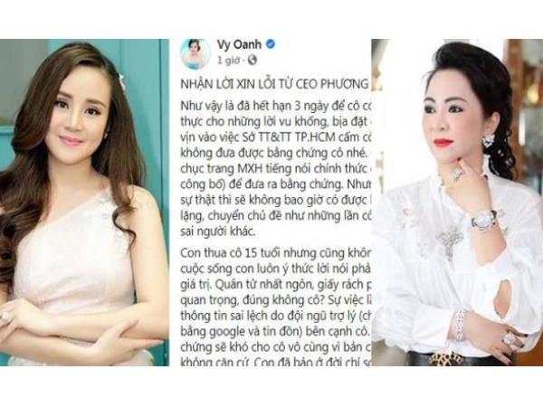 Vy Oanh: ‘Nhận lời xin lỗi từ CEO Nguyễn Phương Hằng và tạm biệt cô’